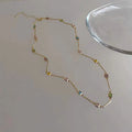 Square colour geometric clavicle chain necklace with artificial crystal details in gold or white K plating