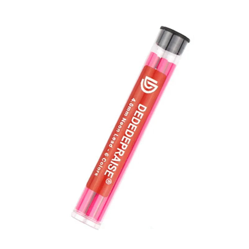 4.0mm drawing mechanical pencil colour lead set in plastic barrel pack with 6 tubes, mixed colours visible