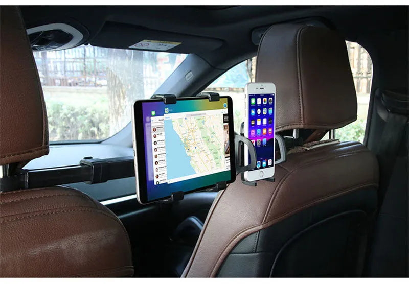 Tablet PC Car Back Seat Bracket in black, 360-degree rotation, universal fit 4-10 inch