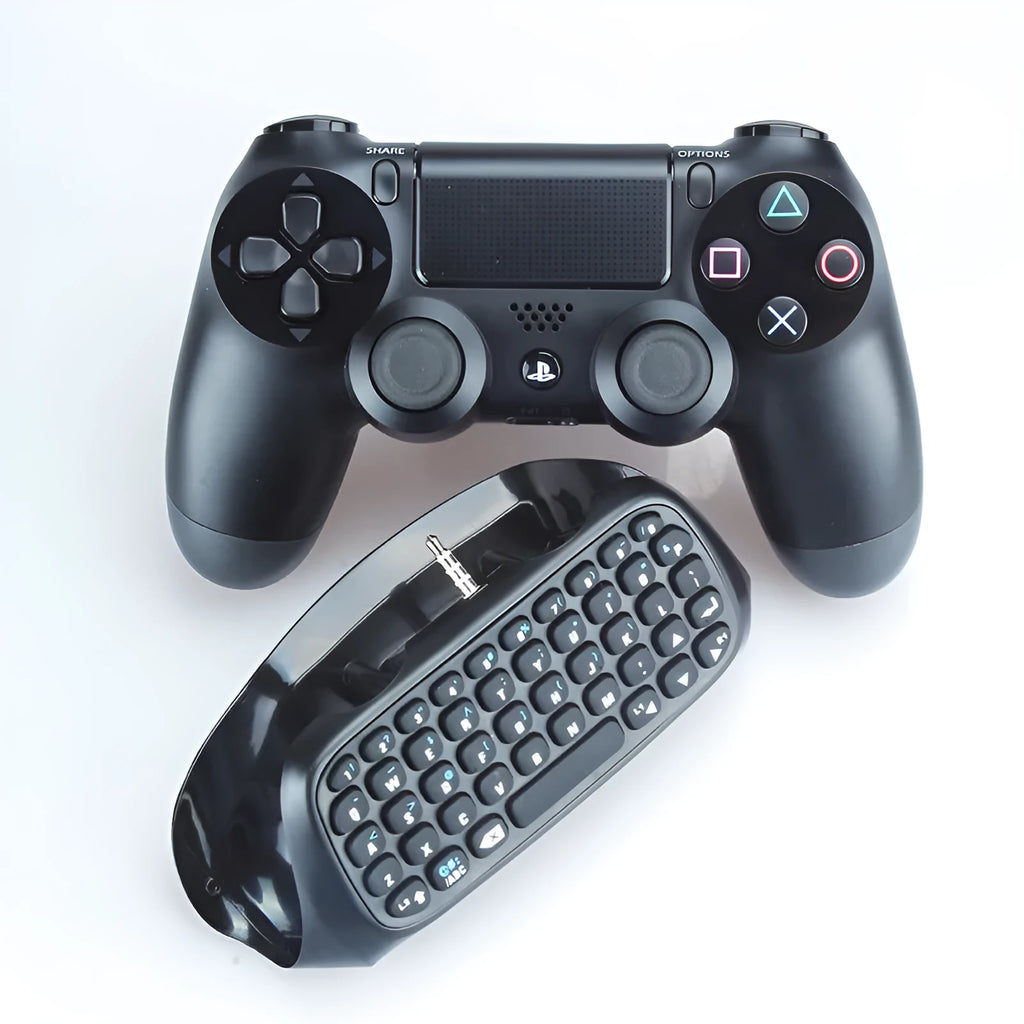 PS4 controller Bluetooth chat keypad attached to black controller showing keys and speaker