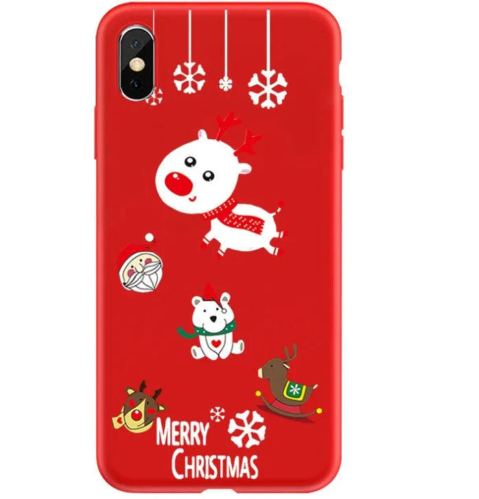 Christmas-themed painted back cover phone case for iPhone models 6 through XS Max showing festive holiday design