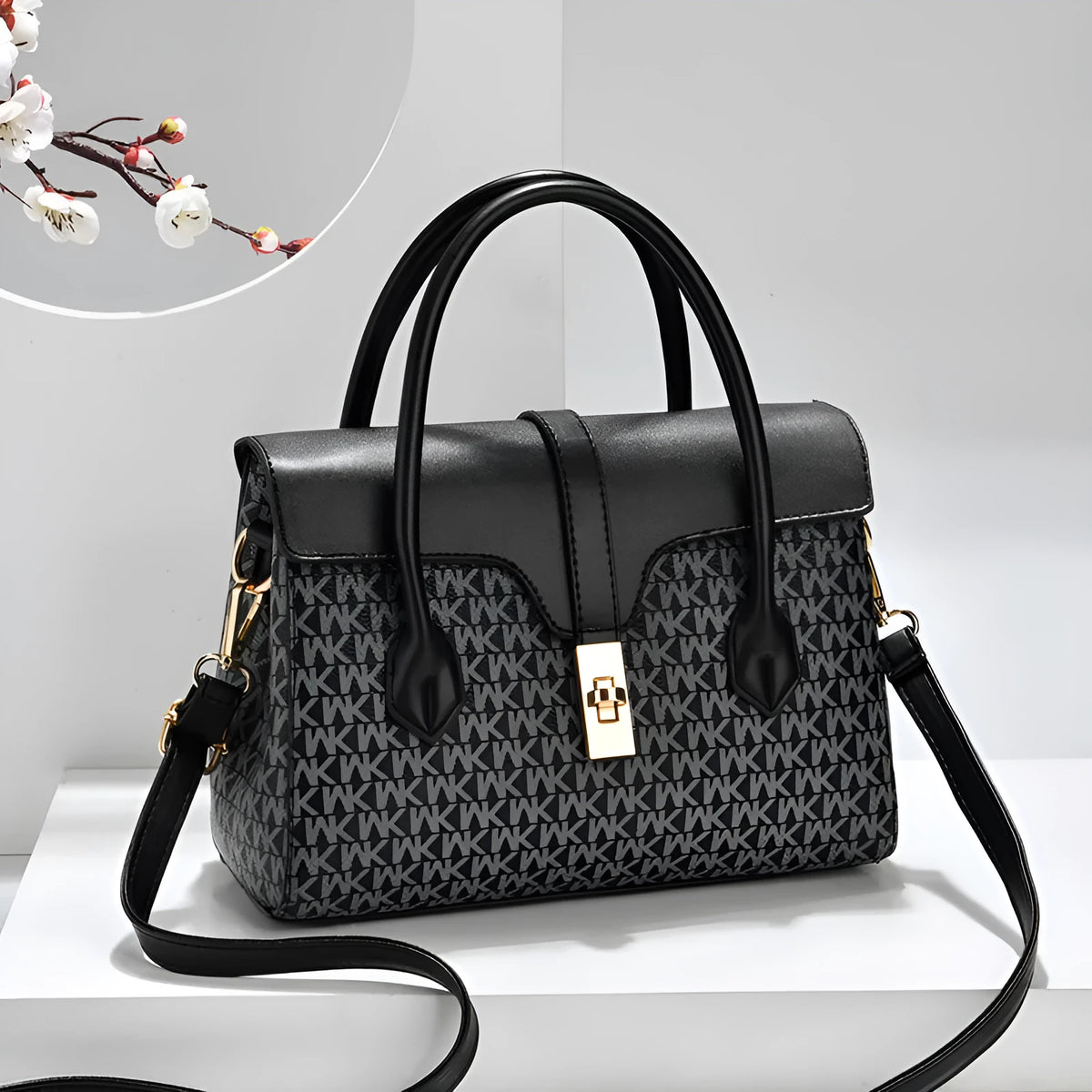 Retro textured PU crossbody bag in horizontal square shape with single shoulder strap, available in black apricot coffee colours