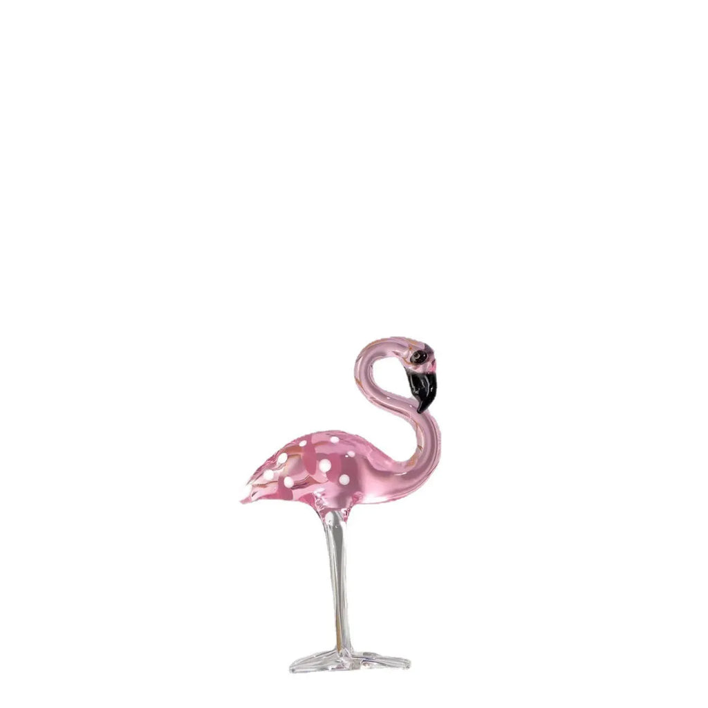 White crystal decorative flamingo with pink dots pattern, modern simplicity animal craft for table display