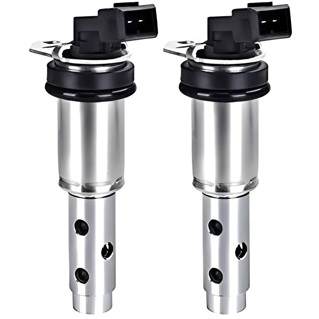 Metal BMW camshaft VVT solenoid valve for 1, 3, and 5 Series engines.