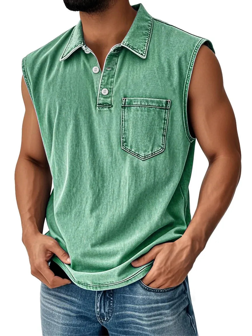 3D digital print men's button polo shirt short sleeve loose fit polyester casual top