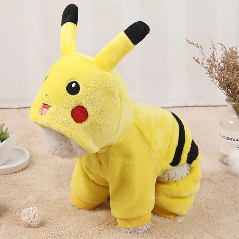 Fleece hoodie costume coat for cat or small dog in cartoon design