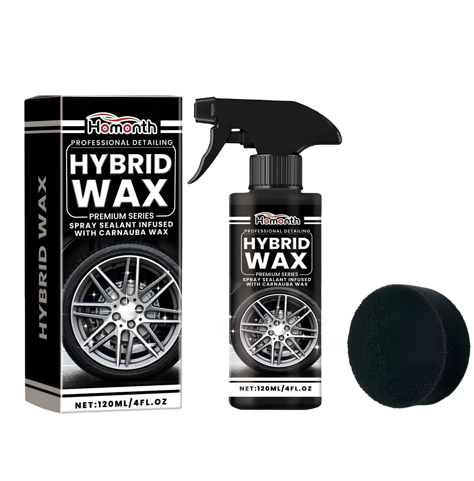 Hybrid Wax tyre gloss spray 120ml bottle with sponge applicator for car detailing