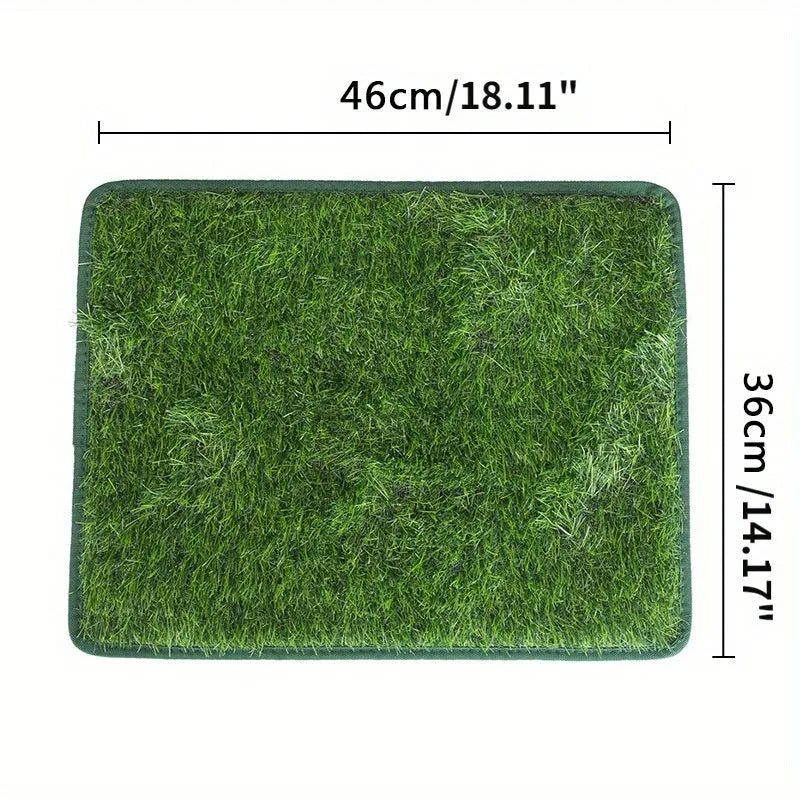 Washable artificial grass dog toilet training mat shown in small, medium, and large size options.