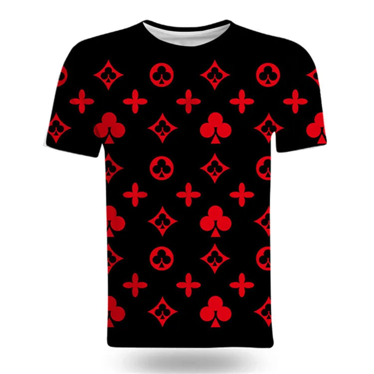 Men's loose-fit short-sleeve T-shirt with cartoon 3D print, milk silk and spandex, sizes XXS to XXXXL
