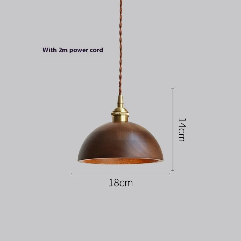 Black walnut single-head droplight chandelier with copper and wood art construction