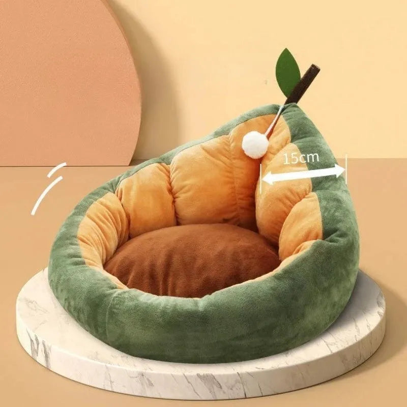 Soft cotton pet bed house for cats and dogs in coffee colour showing enclosed kennel design