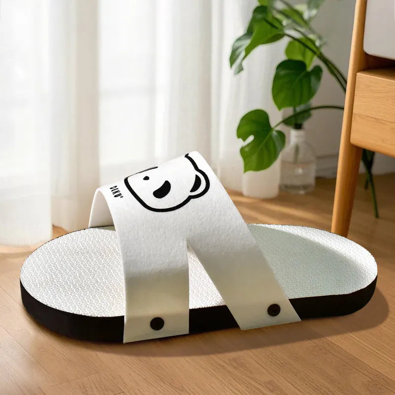 White slipper style corrugated paper cat scratch board for claw sharpening