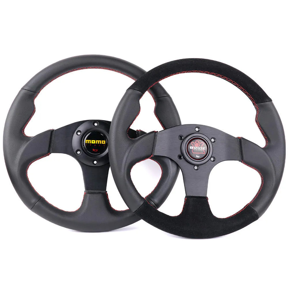 13 inch Bride microfiber leather car steering wheel, 345mm flat plate, black bracket, 70mm screw hole spacing