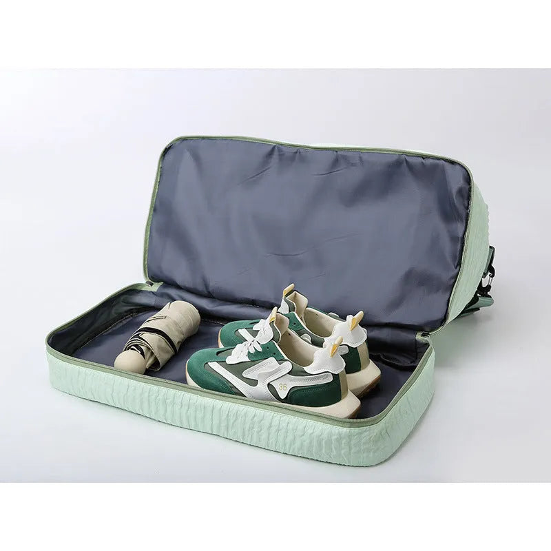 Solid colour ruched travel duffle bag Oxford cloth shoulder bag with dry and wet separation, available in six colours