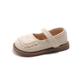 Children's casual breathable single layer shoes with embroidered details, Velcro fastening, rubber sole, in milky white and brown