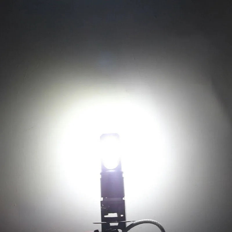 Single aluminium alloy car fog light bulb with H1/H3 fittings and white light glass