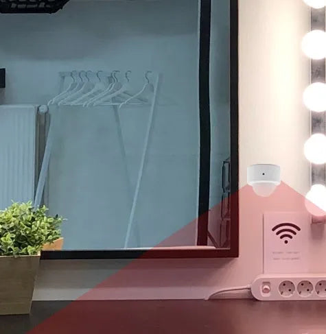 White wireless infrared body sensor for home security with ZigBee 3.0 connectivity