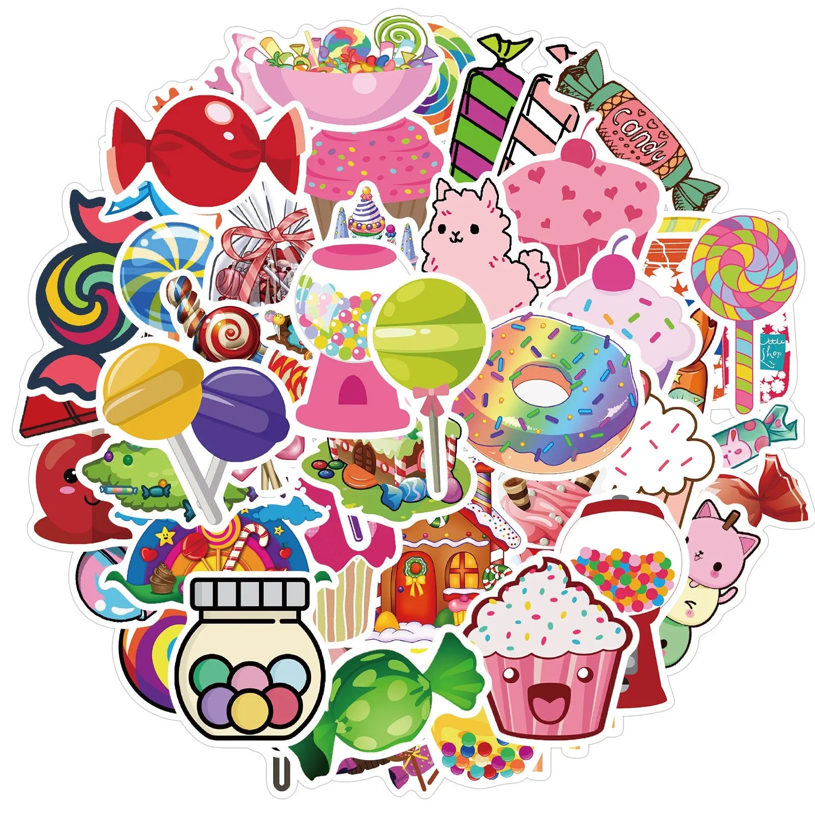Cartoon graffiti stickers in assorted styles with waterproof matte finish, 3-6cm, 50 sheets per bag
