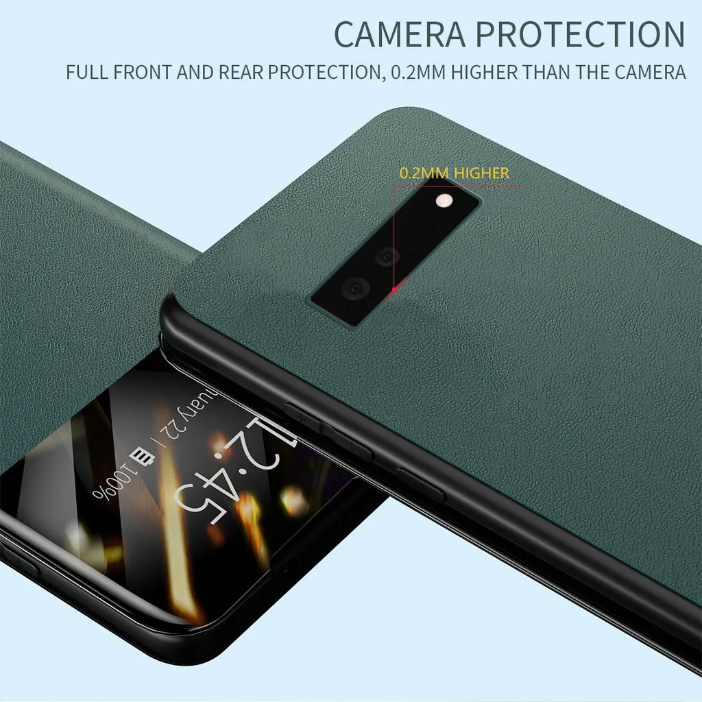 Black PU PC card flip case for Google Pixel 6 with card slot visible on back