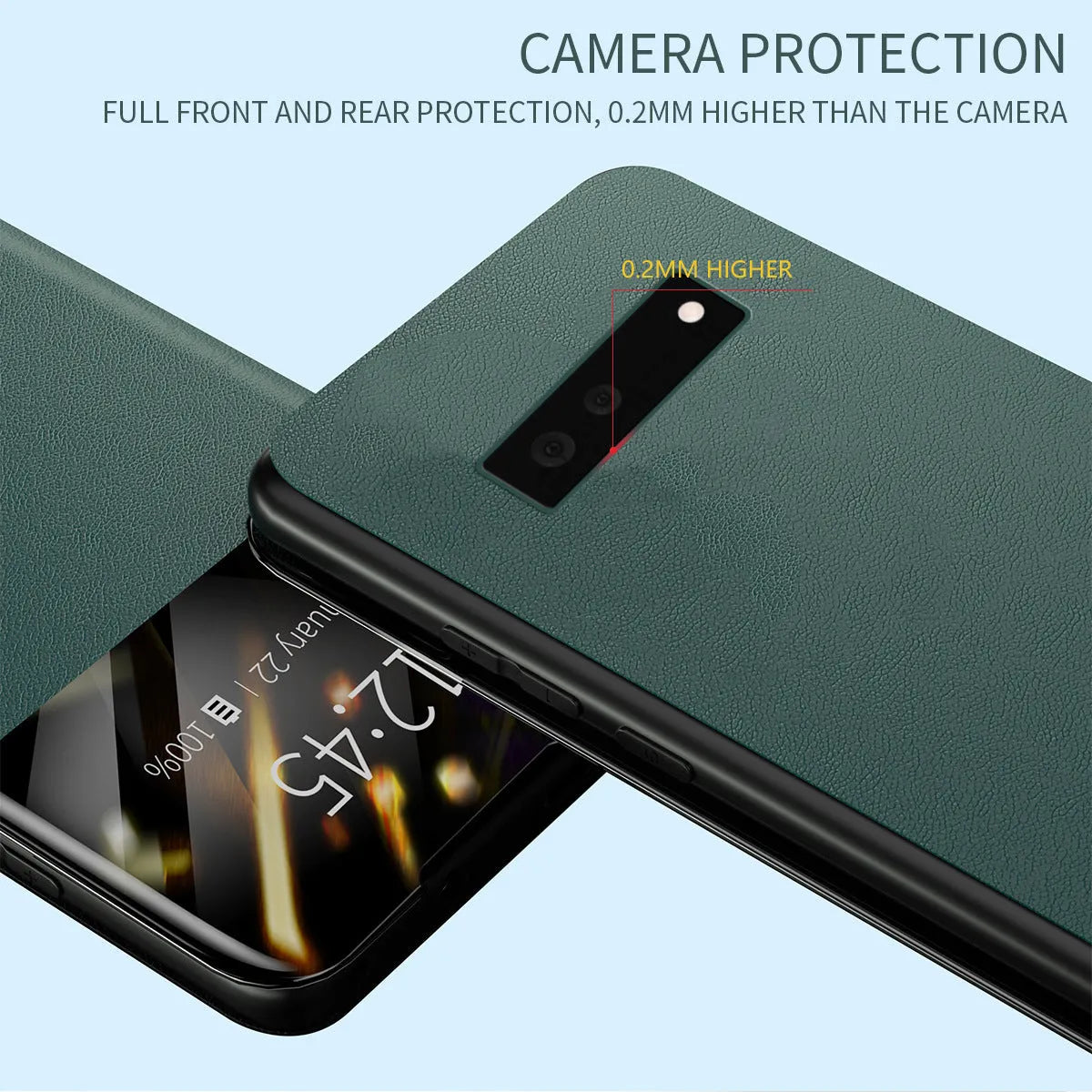 Black PU PC card flip case for Google Pixel 6 with card slot visible on back
