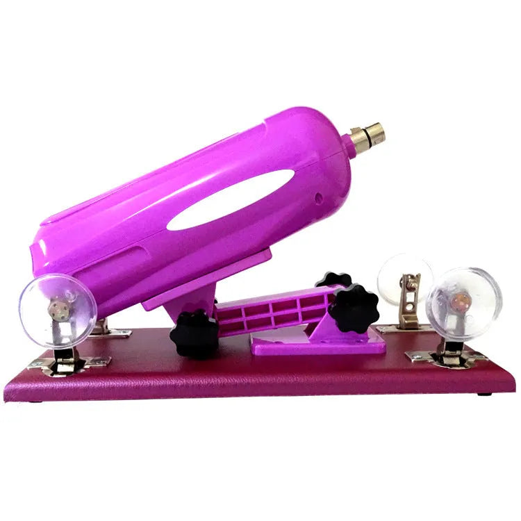 Women's automatic telescopic thrusting sex tool in purple colour showing flexible PVC construction