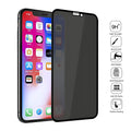 Black anti-peeping tempered glass screen protector for iPhone showing privacy protection feature