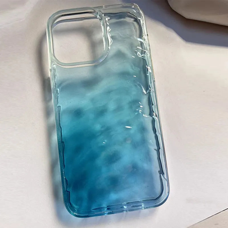 Faded blue water pattern silicone phone case for iPhone shockproof anti-drop