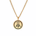 Irish Celtics symbolic geometric pendant necklace in stainless steel on an adjustable chain, available in steel or gold