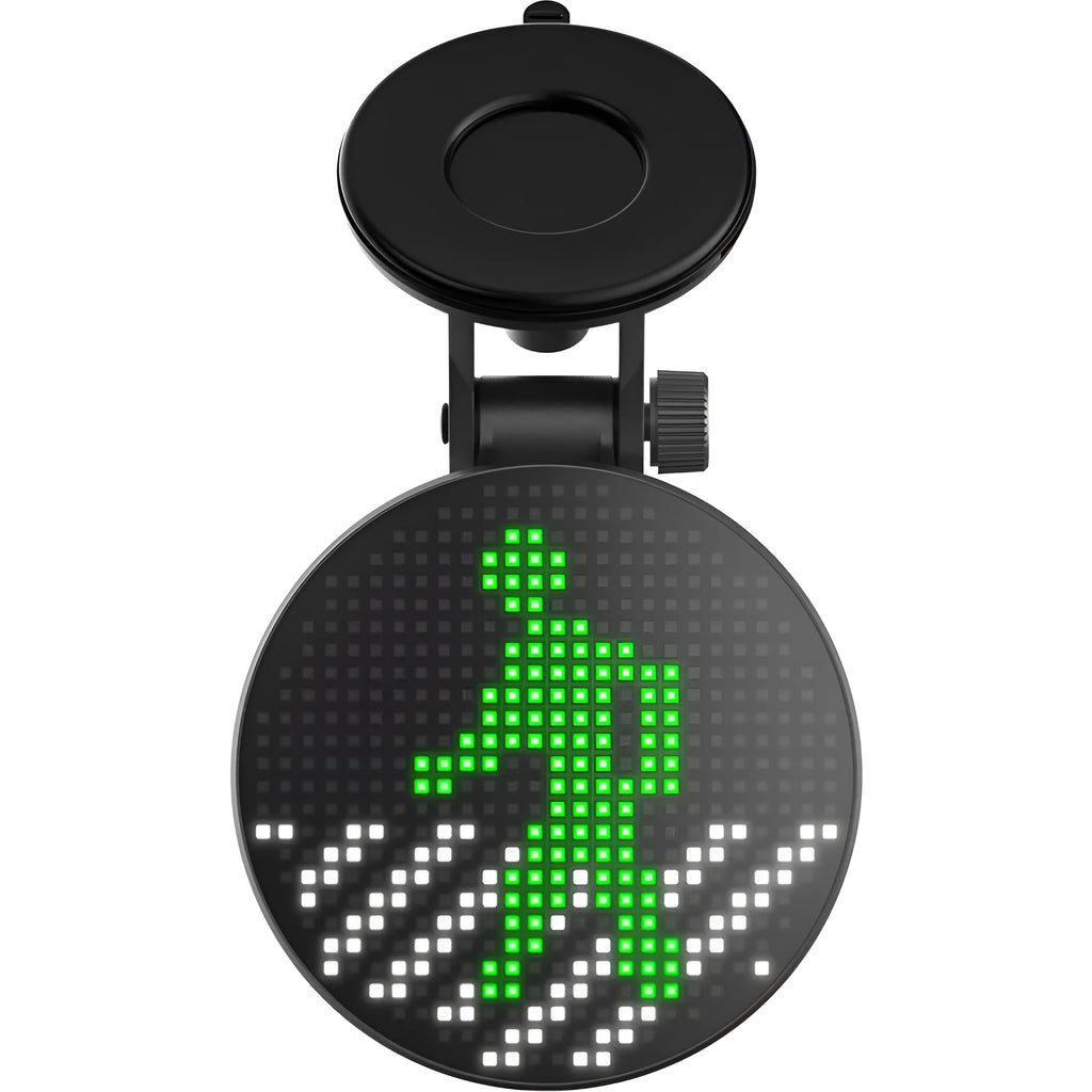 Car round Bluetooth display showing RGB 7 colour LED expressions with black housing and 512 lattice resolution