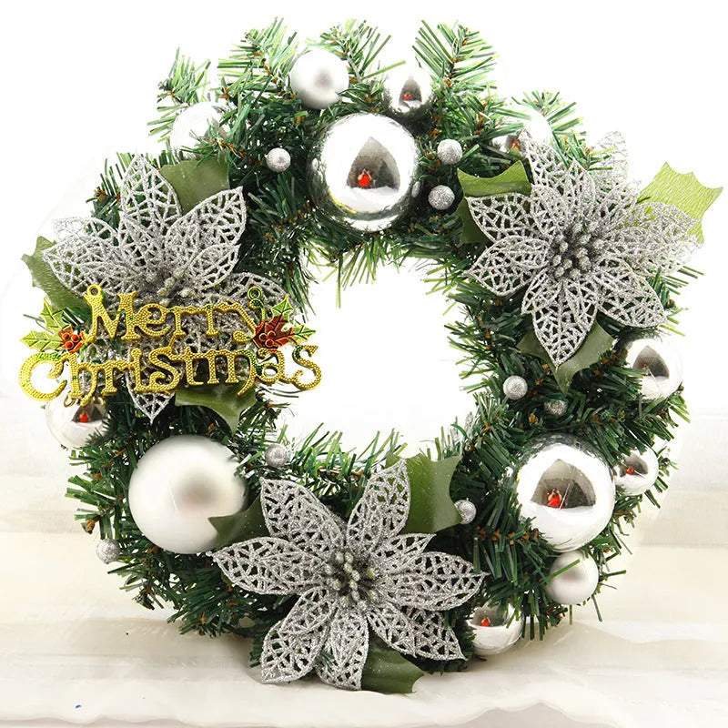 30cm multicolour plastic Christmas wreath decoration for door and garden