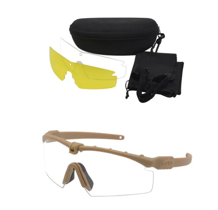 Tactical goggles shooting glasses with black frame and UV-protective PC lenses