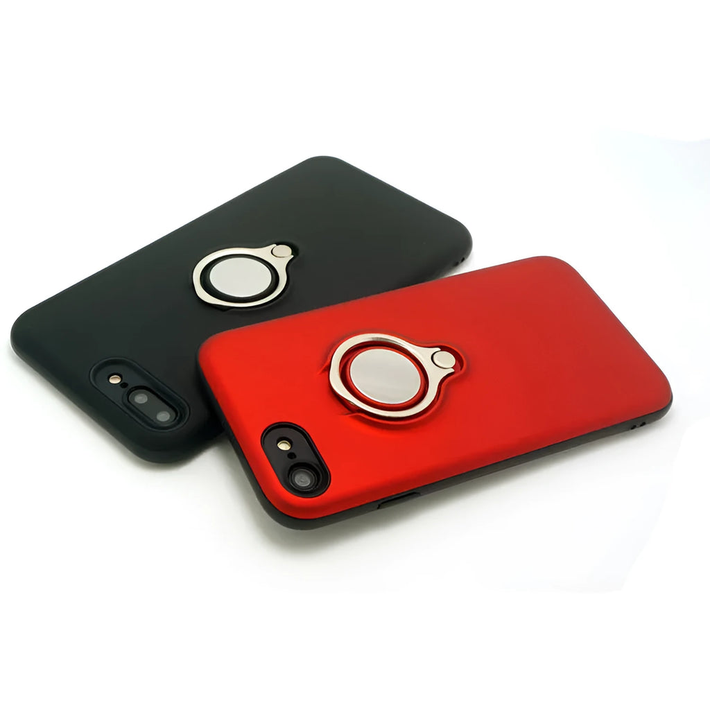 Solid colour magnetic phone case for iPhone on a magnetic car mount, showing side profile.