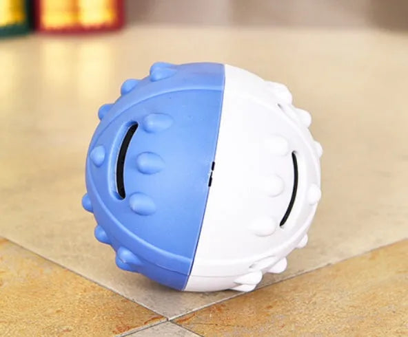 Dog leaking toy in rose red colour, made of TPR and plastic, for treat dispensing interactive play