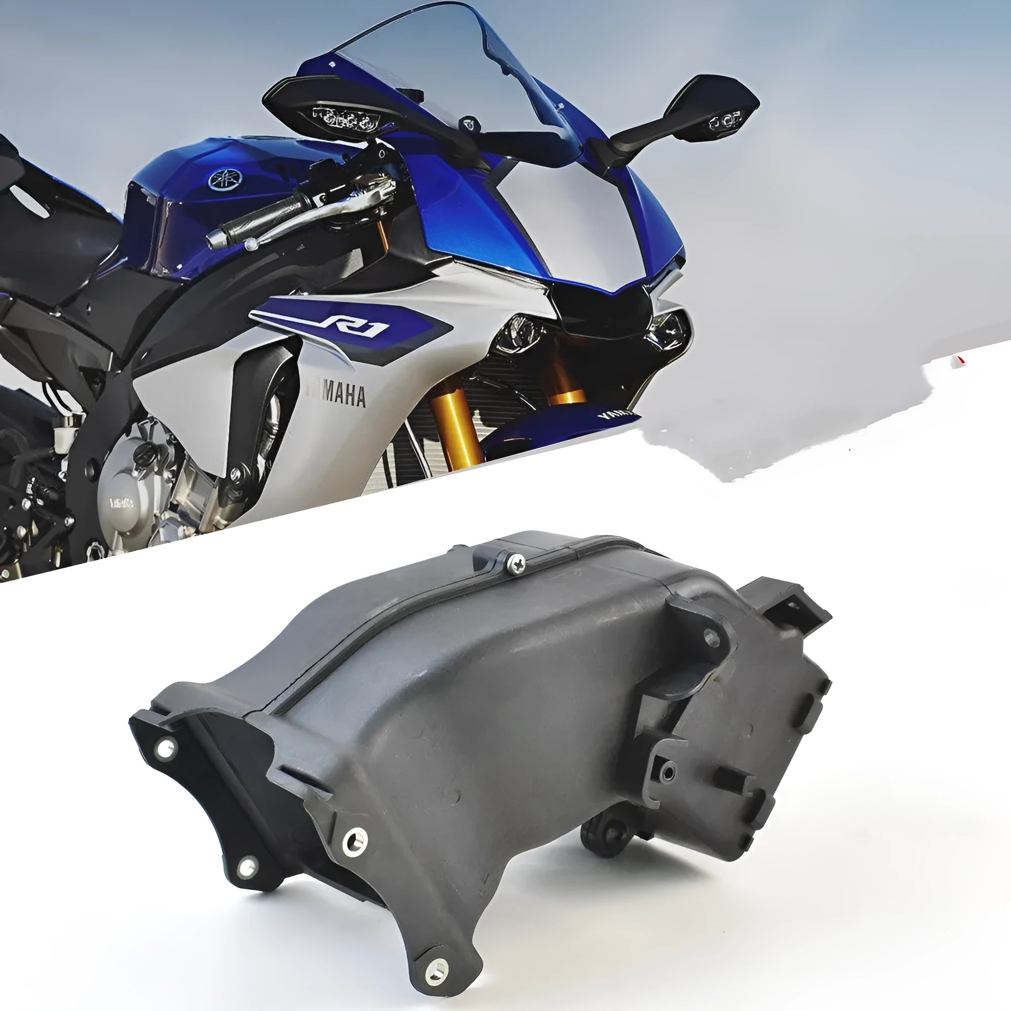 Black polymer ventilation pipe for Yamaha motorcycle intake, dimensions 280mm long.