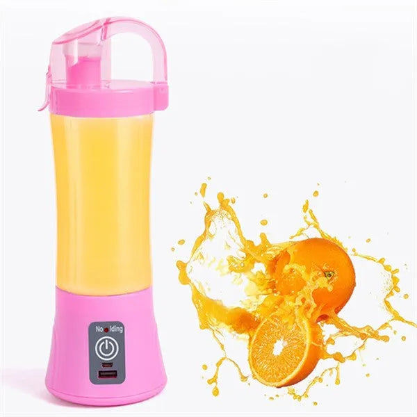 Portable USB rechargeable handheld fruit juicer in blue colour with 400ml capacity cup