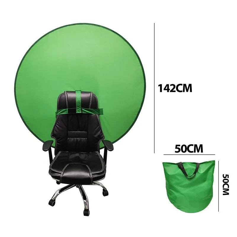 Foldable reflector for chair photography background board in green, nylon fabric, unfolded 150x200 cm with steel spring frame