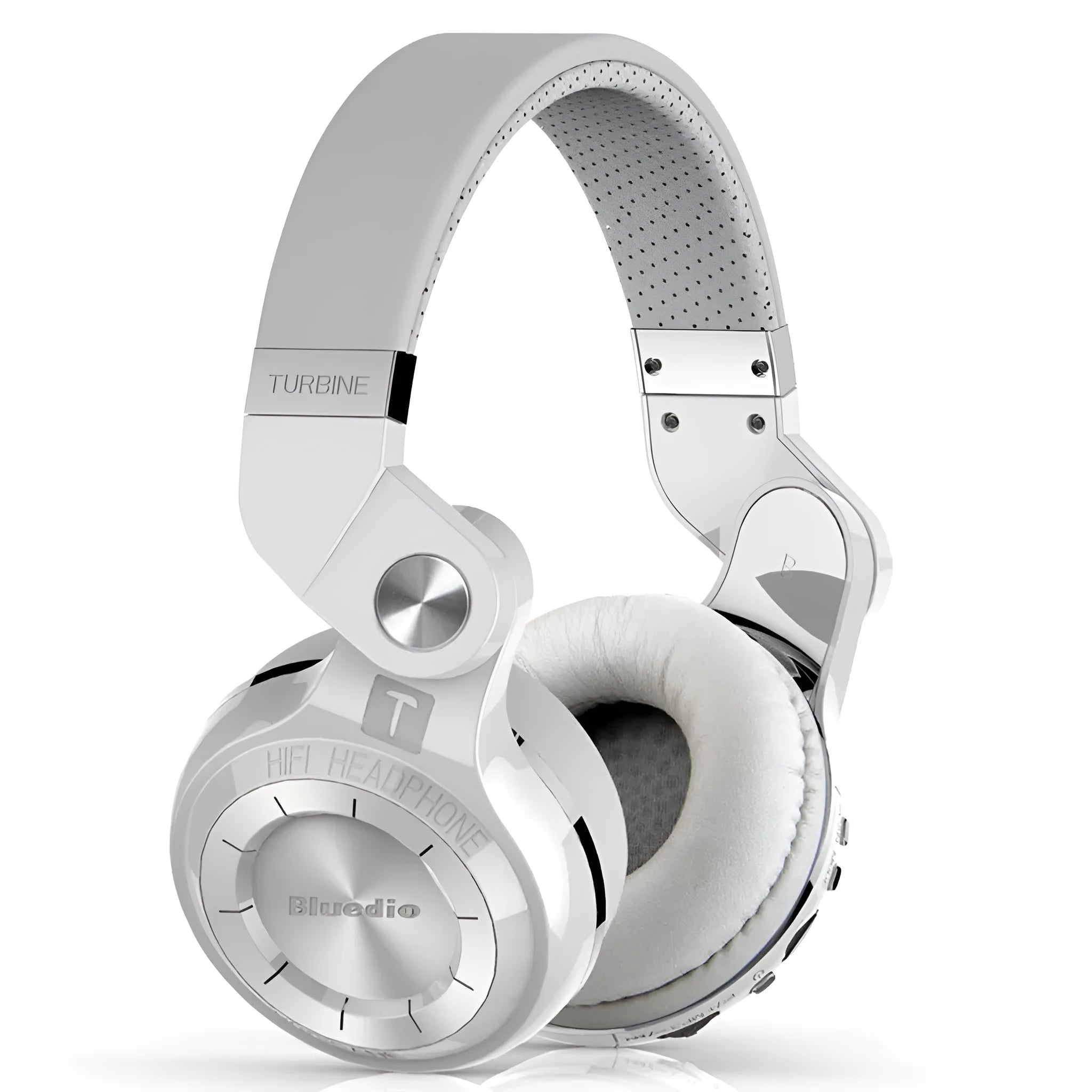 Black Bluetooth headset with head-mounted design and over-ear cushions on a table.