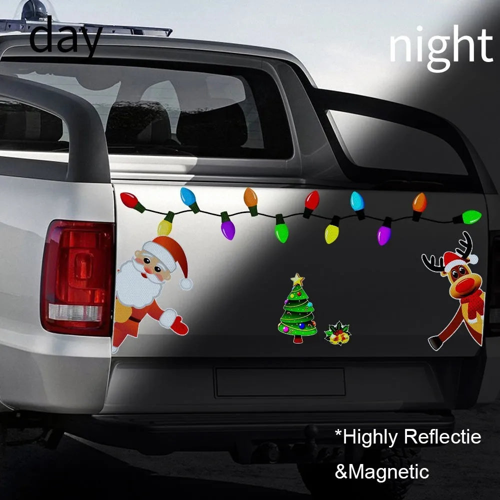 Medium Christmas elk reflective magnetic car decoration sticker in colour RFM025