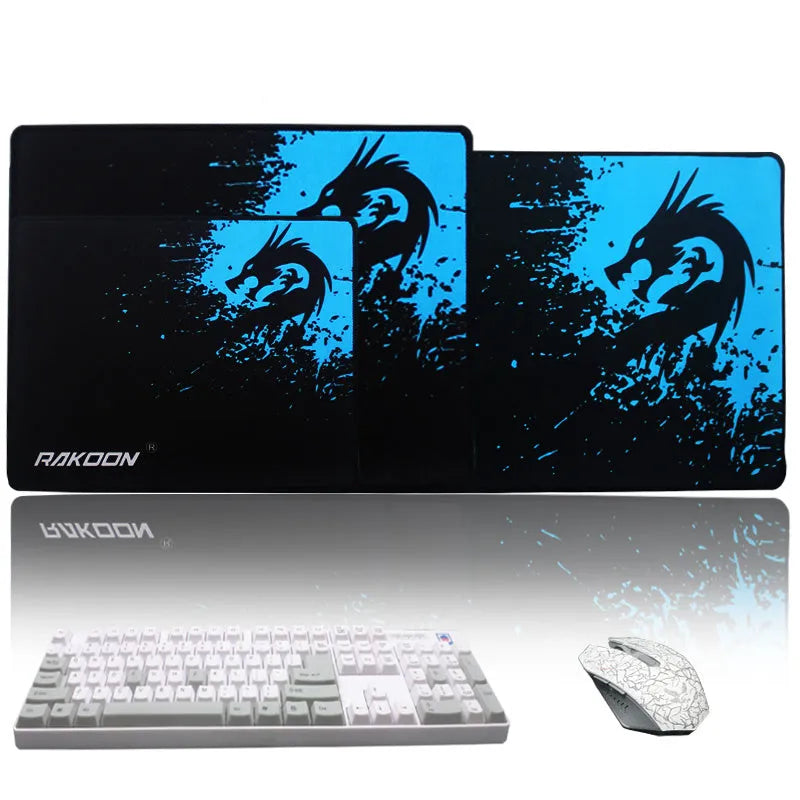 Mouse pad with smooth textured surface, reinforced stitching edges, and natural rubber non-slip base in 30x25cm size