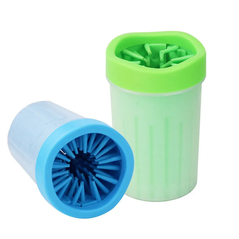 Silicone dog footwash bucket in blue colour for paw cleaning with accessories