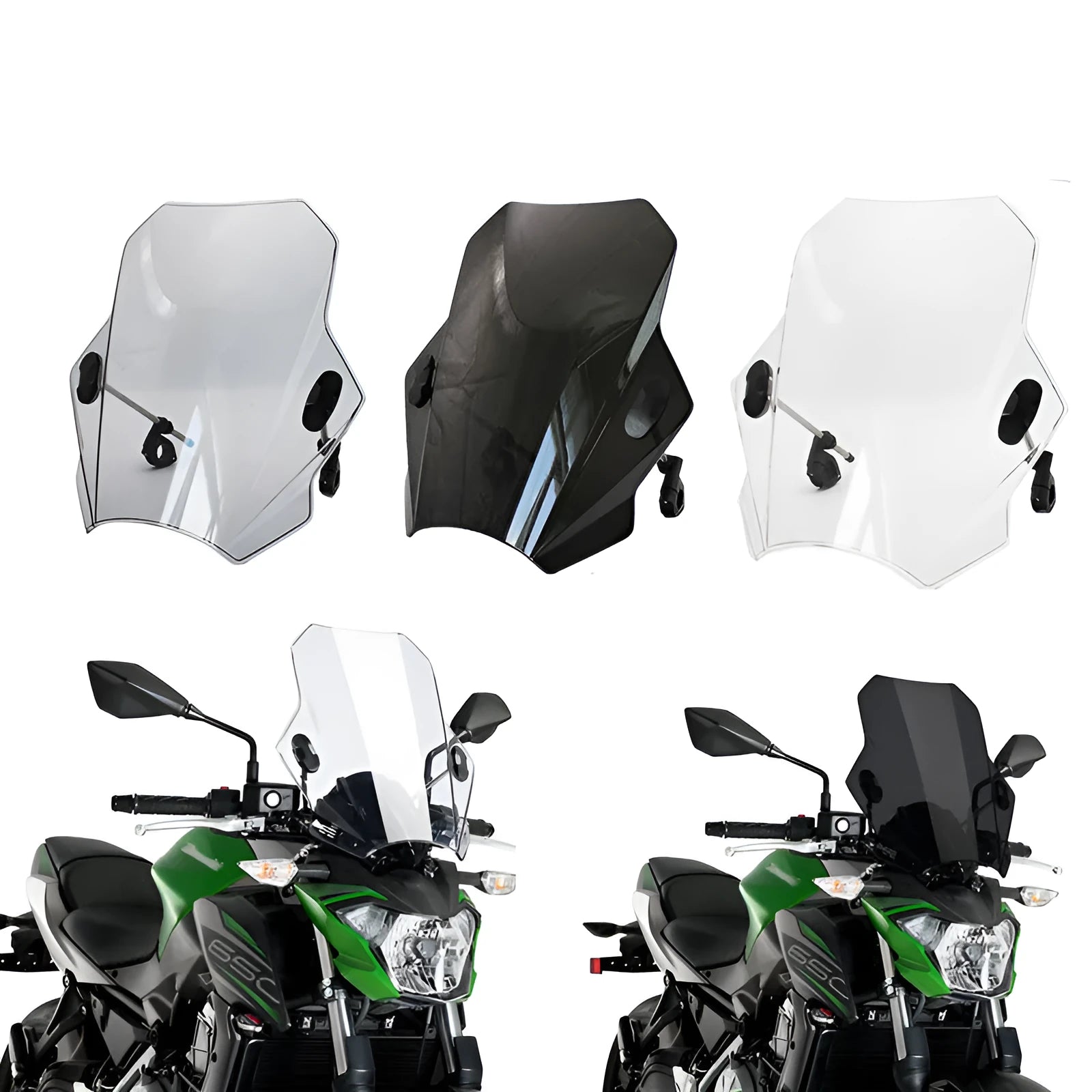 Transparent grey black glass motorcycle windshield universal fit for Kawasaki Yamaha Honda Ducati