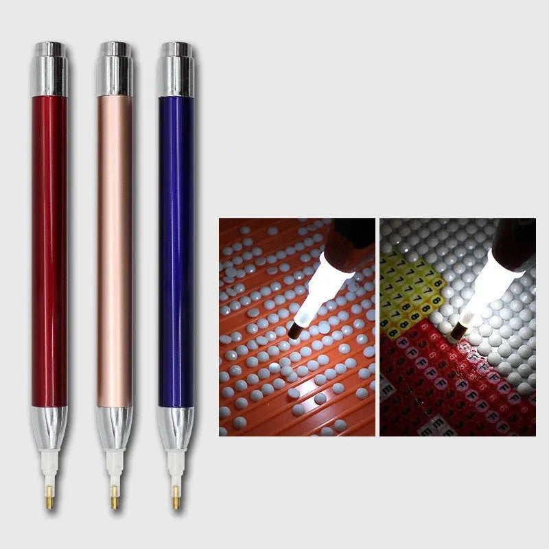 Luminous aluminium alloy diamond painting drill pen in blue
