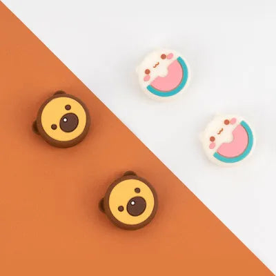 Silicone animal cartoon key button cap in design Big Face Cat on a keyring