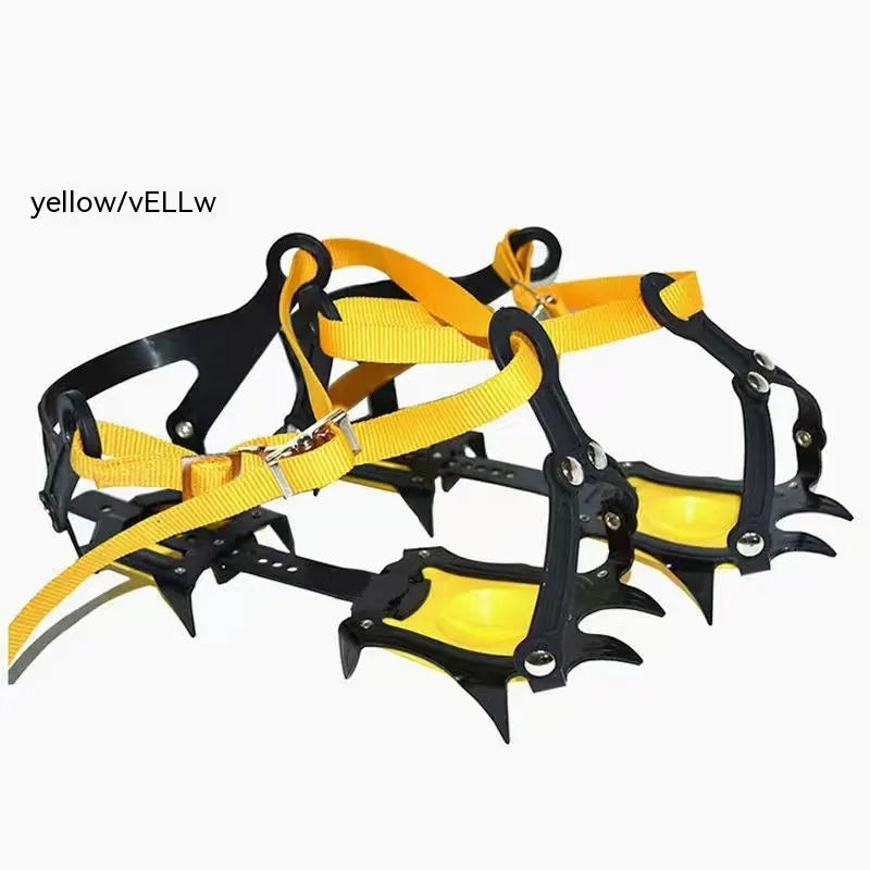 Professional non-slip shoe cover with ten steel teeth for ice and snow traction, orange colour