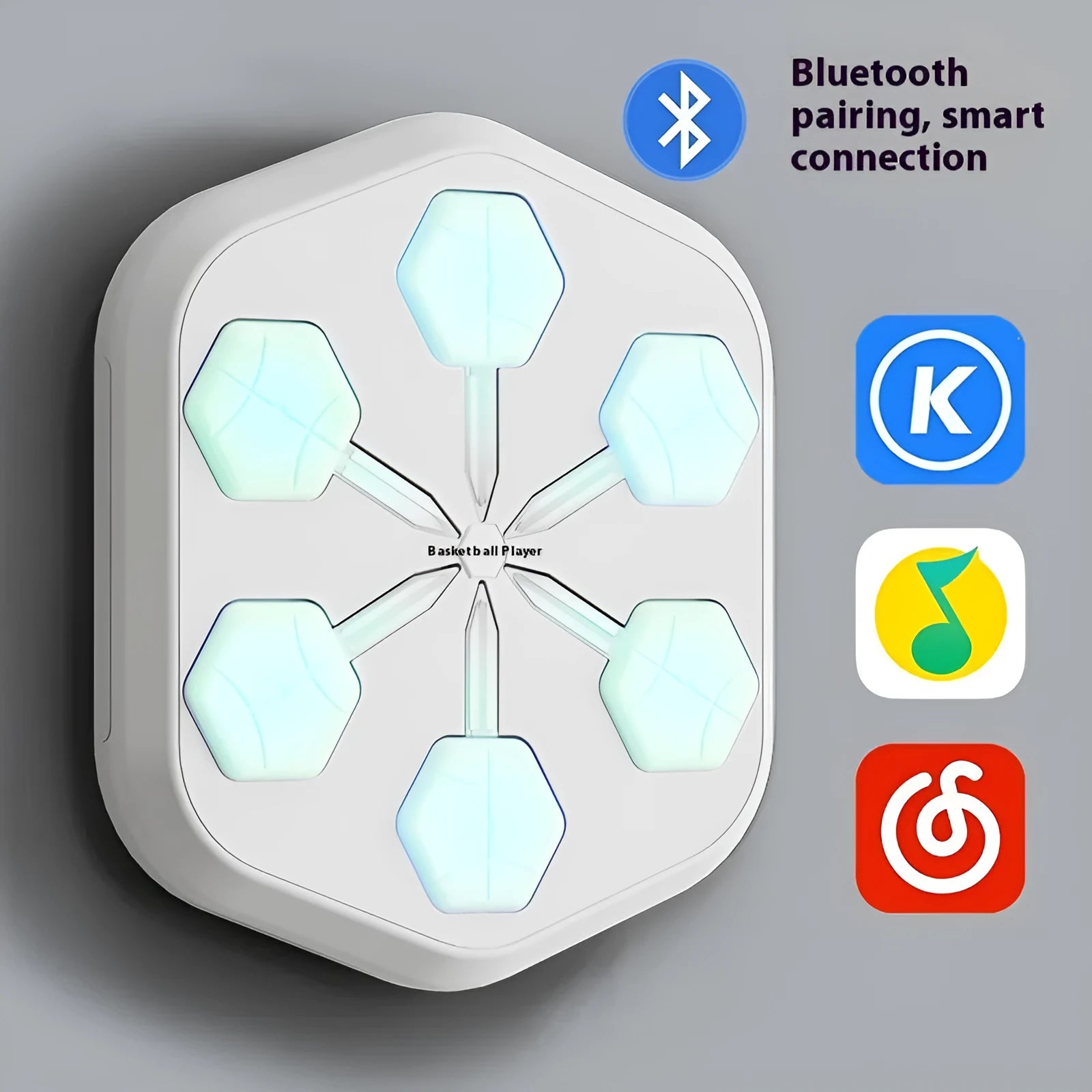 Smart Bluetooth Music Boxing Machine V3 wall target in white with PU striking surface