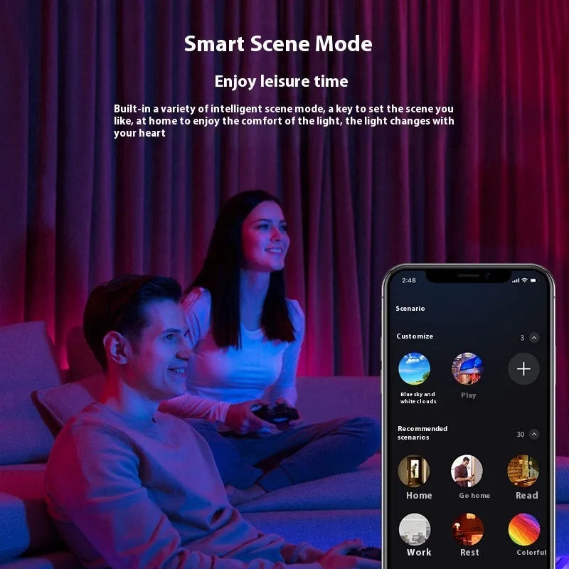 Smart WiFi Bluetooth RGBW colour changing ceiling tube lamp with remote control