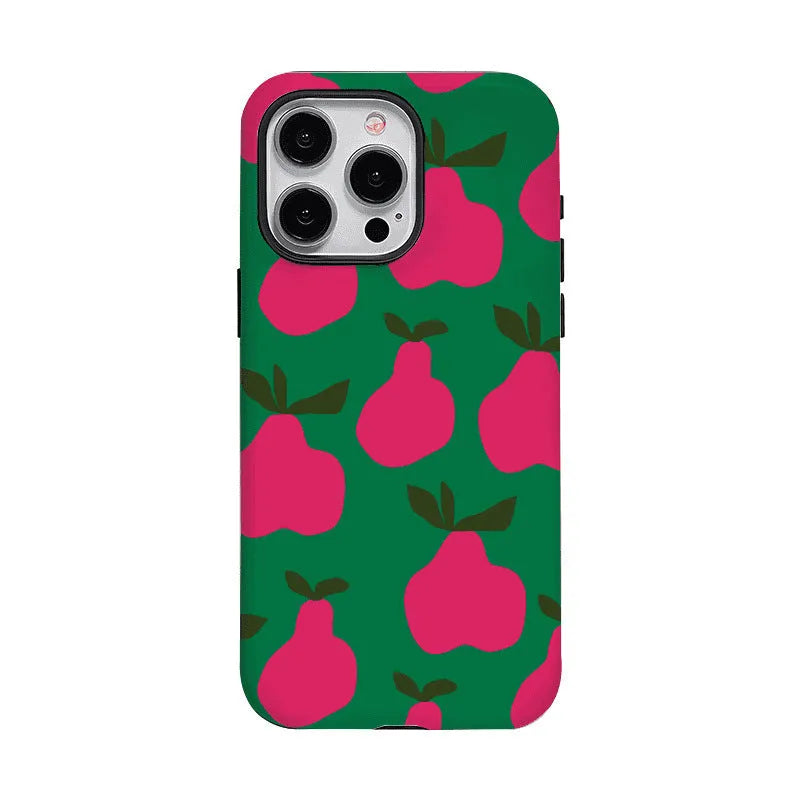 Printed silicone phone case for iPhone with Pink Lip Print design, showing back and edges.