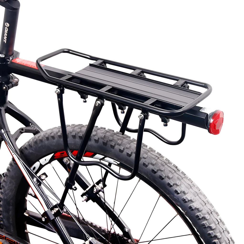 Black aluminium alloy bicycle quick release rear rack for 20 to 29 inch bikes with adjustable height and length