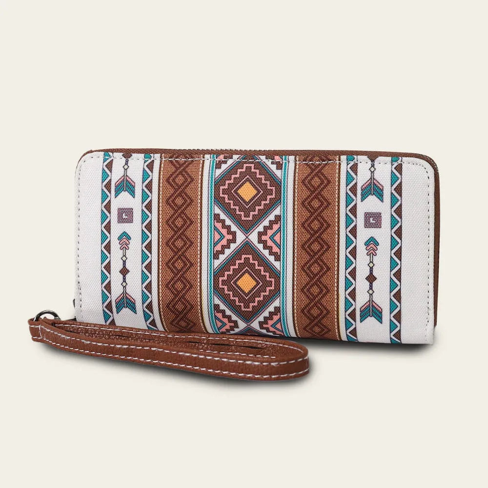 Bohemian stripe canvas RFID wallet with anti-theft protection in multiple colour options