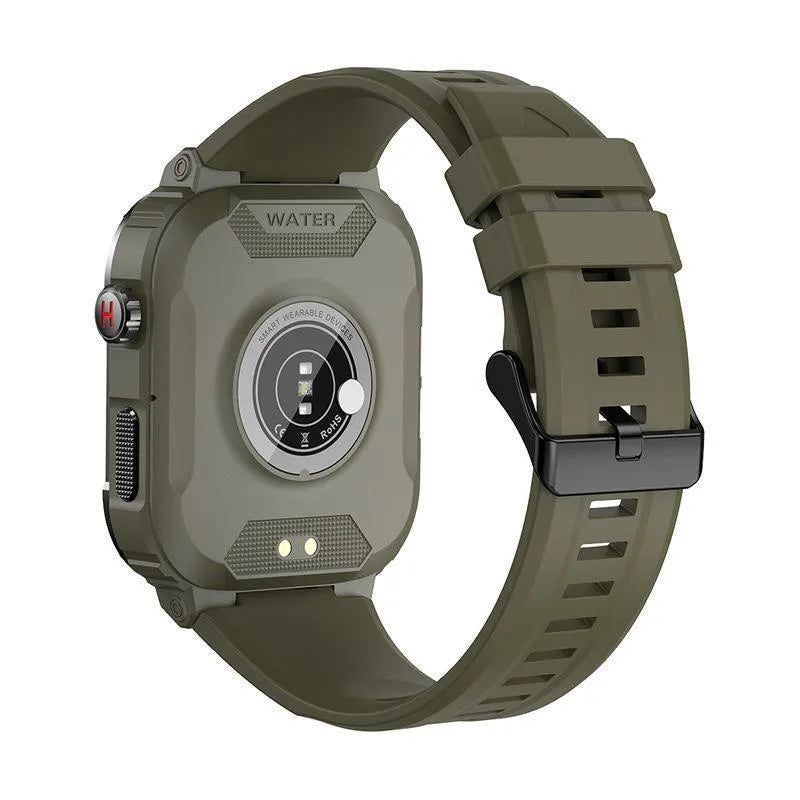 Smart three-proof watch with HD large screen in Army Green Glue showing health monitoring features